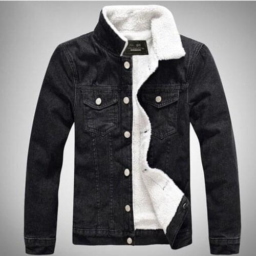 Brieuces Winter Fur Jeans Jacket Coat Men Slim Fit Warm Fleece Parkas Jacket Men Turn-down Collar Mens Parkas with Fur