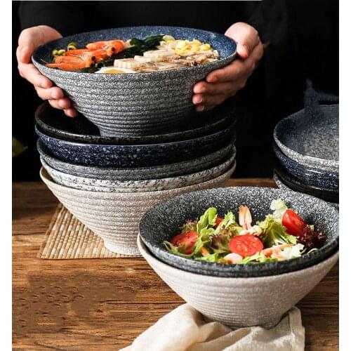 8 Inch 9 Inch Ceramic Bowl Ramen Bowl Japanese Retro Stoneware Tableware Soup Bowl Kitchen Supplies Restaurant Serving Plate