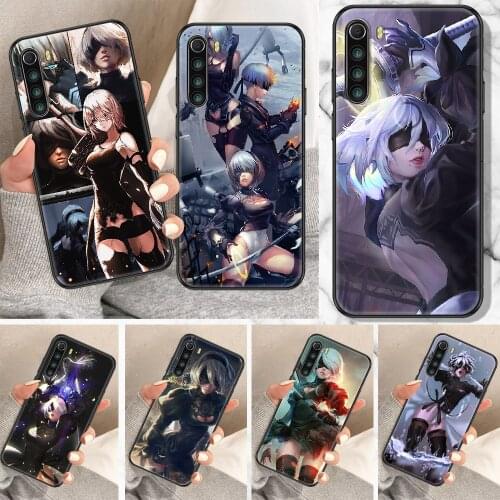 NieR Automata Anime 2B Phone Case For Xiaomi Redmi Note 7 8 9 10 7A 8T 9A 9T 9S 10S Pro black soft Etui luxury cover fashion