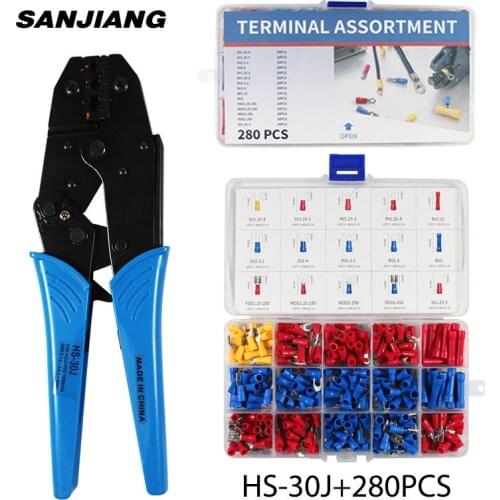 HS-30J 270PCS crimping tools pliers for 22-10 AWG 0.5-6.0mm² of Insulated Car Auto Terminals & Connectors wire Crimper Plier