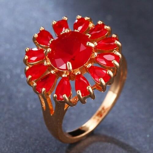 Emmaya Brand Fashion Originality Gorgeous AAA Cubic Zircon Round Flower Rings For Women Popular Jewelry Wedding Travel Gift