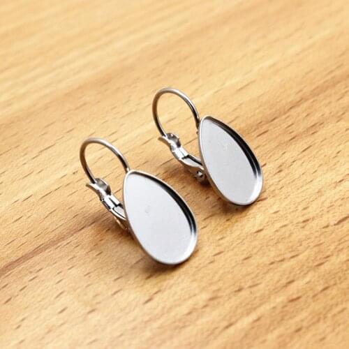 Stainless Steel Fit 10*14mm Teardrop Cabochons Earring Blank Bezel Base Tray For DIY Making Accessories Gift 20Pcs K06273