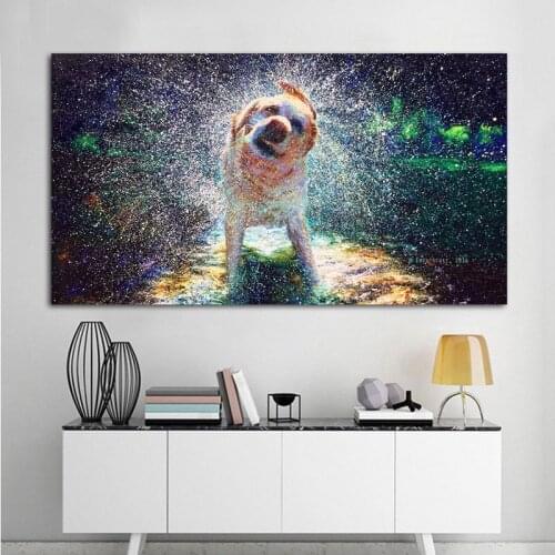 Reliabli Art Canvas Animal Pictures Dog Rain Oil Painting On Canvas Wall Art For Living Room Modern Decorative Poster Unframed