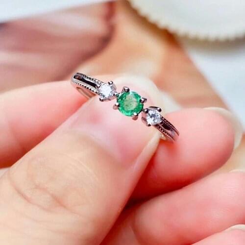 925 sterling silver Natural green Emerald Rings fine Jewelry gift women wedding open new gift 4*4mm mj0404280agml