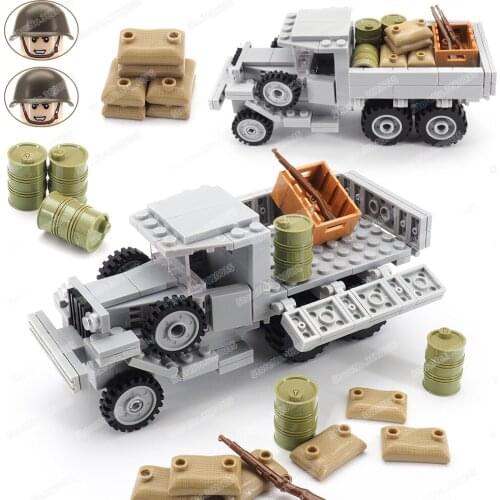Logistics Military GAZ Truck Building Block Moc WW2 Figures Soviet Army Transporter Army Model Child Gifts Boys Educational Toys