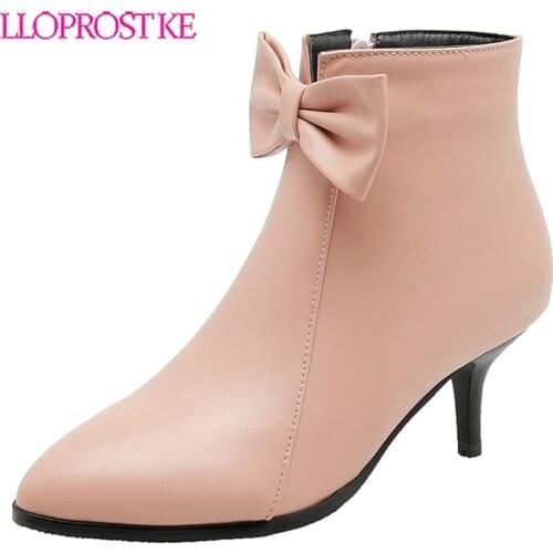 Lloprost ke 2020 New Autumn Pointed Toe Fashion Ankle Boots PU Leather Thin High Heel Zipper All Match Women Shoes Size 48 H547