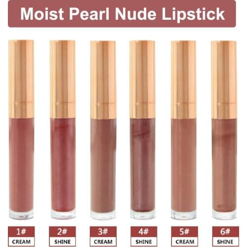 Matte Nude Liquid Lipstick Moist Pearl Shiny Pigment Long Lasting Shimmer Waterproof Red Makeup Lip Gloss Custom Private Label