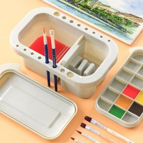 Mltifuctional Paint Brush Washer Buckets Storage Box With Palette Drying Tool For Watercolor Oil Painting Creative Art supplies