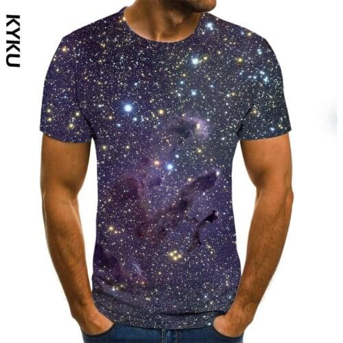 KYKU Galaxy space pattern printing 3D T-shirt casual summer style fashion printing short-sleeved T-shirt mens shirt art street