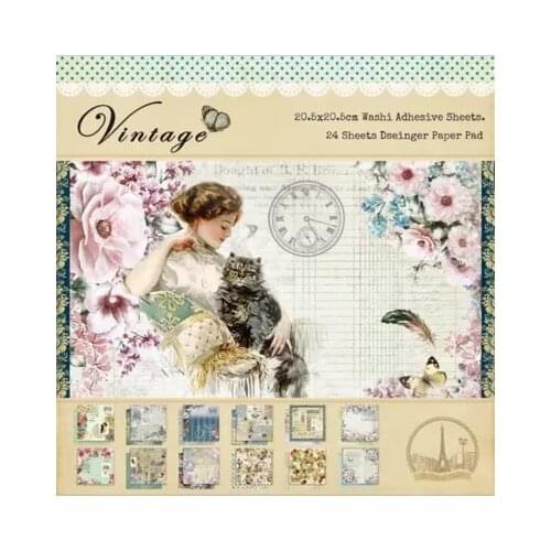 24sheet Double-side Printed Vintage pattern DIY Scrapbooking Background Paper pack creative craft art paper handmade kit set