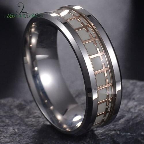 Nextvance 8mm Cross Glow in Dark Ring Exquisite 2 Colors Luminous Rings for Women Men Religious Christian Jewelry