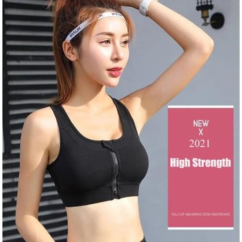 New Women Zipper Sport Bra Plus Size 5xl Wireless Padded Push Up Tops Lady Underwear Girls Breathable Fitness Run Gym Yoga Vest