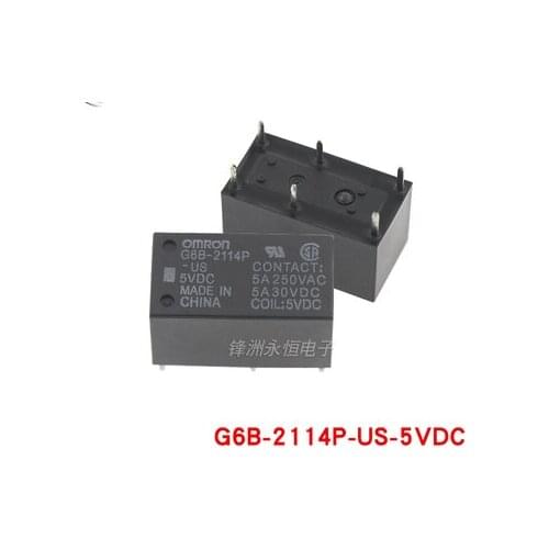 New OMRON relay G6B-2114P-US-5VDC 12VDC 24VDC 5A250V 5PCS/LOT