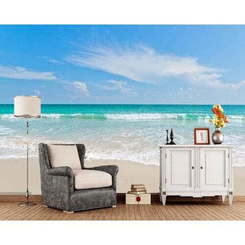 Papel de parede sea beach blue sky sand sun natural 3d wallpaper mural,living room TV sofa wall bedroom wall papers home decor