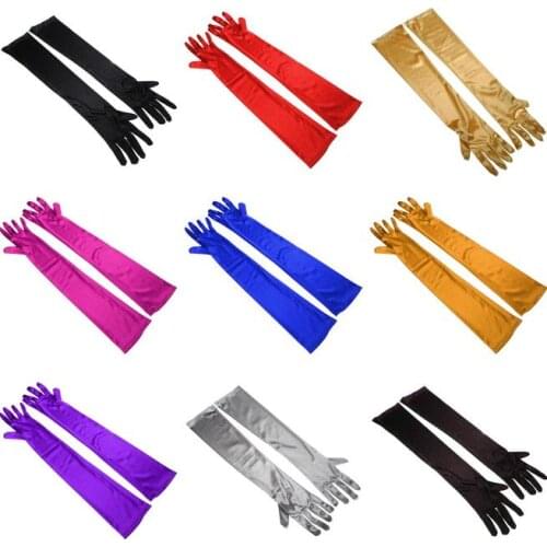 7 Colors Extra Long Wedding Gloves Wedding Accessories Female Elastics Spandex Satin Gloves Evening Gown Performance Luvas CK204