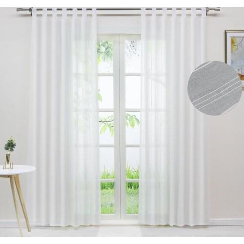 2PCS Striped Window Curtain Voile Panel Polyester Woven for the Living Room Bedroom Home Decoration Drape