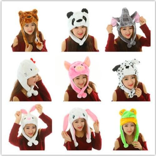 New Soft Warm Animal Cap Pig Giraffe Fox Bunny Dolphin Cute Cartoon Plush Hats Earmuffs Beanies For Women Men Adult Child Kids