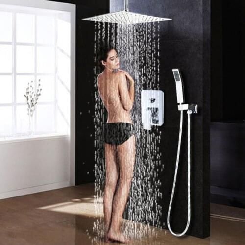 Luxury Waterfall Rainfall Brass Shower Faucet Mixers Wall Mounted Single Handle Shower Column with Handshower 3 ways Mixer Valve