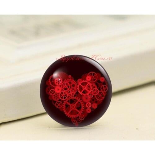 Handmade Round Heart photo glass Cabochons, Jewelry Finding Cameo Pendant Settings, (F008-1449)