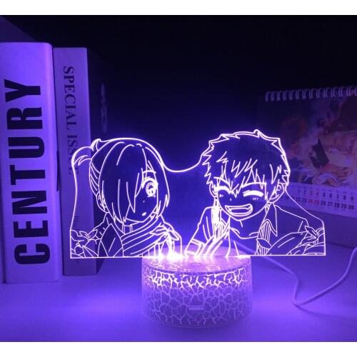 3D LED Lamp Anime Figure 7 Color Changes With Remote Control White Cracked Base for Couple Children Festival Birthday Gifts