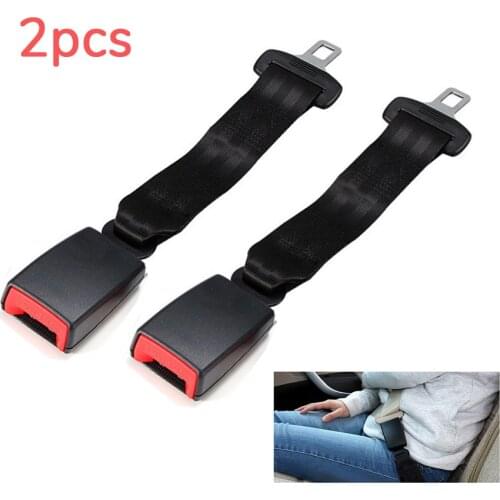 2pcs 35cm/14'' Black Car Seat Seatbelt Extender Adjustable Safety Belt Extension 7/8" Buckle