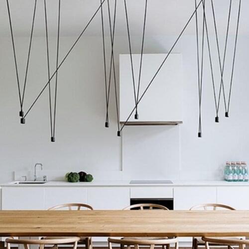 Unique Design Match Line Led Pendant Light Fixture Geometric DIY Wire Hanging Lamp Lustre Home Decor Industrial spider Lamp