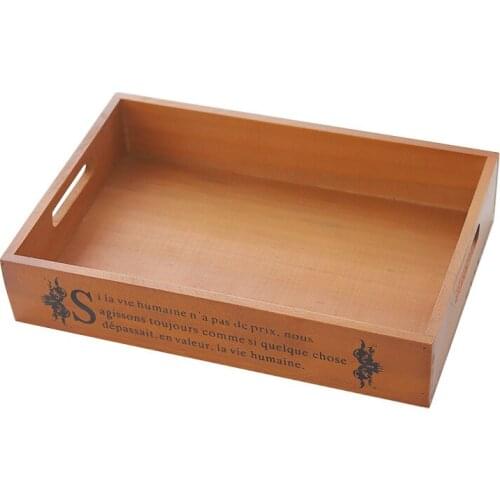 Vintage Solid Wood Storage Tray Wooden Desktop Storage Box Remote Control Cosmetics Storage Wooden Box