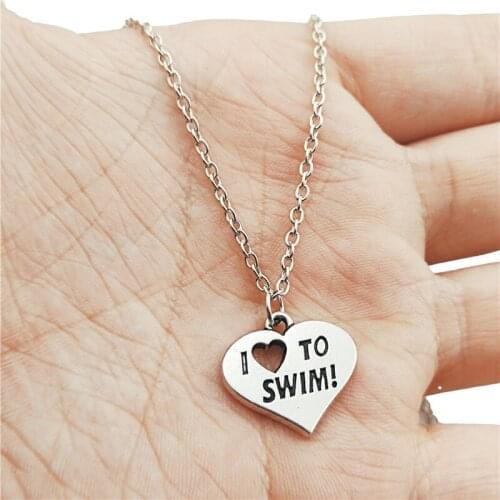I Love To Swim Simple Charm Creative Chain Necklace Women Pendants Fashion Jewelry Accessory ,Friend Gifts