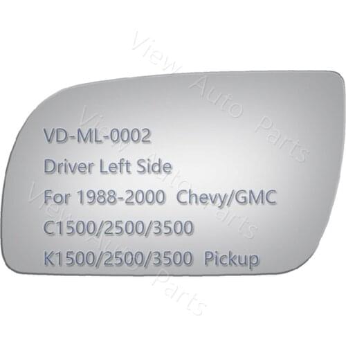 Mirror Glass for 1992-2000 Chevy GMC C1500 2500 3500 K1500 2500 3500 Pickup Truck Driver Left Side Non Towing