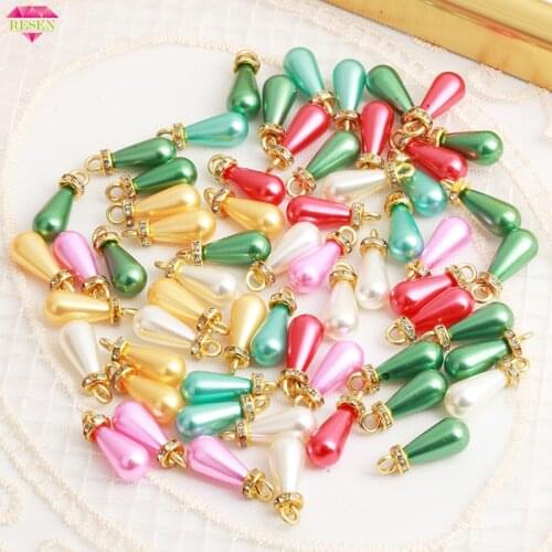 RESEN 8x15mm Mix Colors Sew On Teardrop Pearl Beads ABS Pearl Pendants For DIY Wedding Beads Jewelry Finding Accessories