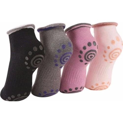 4 Pair/Lot Women Yoga Socks with Grips Breathable Anti-Friction Anti Skid Massage Floor Socks for Pilates Gym Fitness Ballet