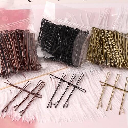 100pcs 5cm Alloy Bobby Pins Curly Wavy Hair Clips Barrettes Invisible Girls Hairpins Wedding Party Hair Styling Accessories