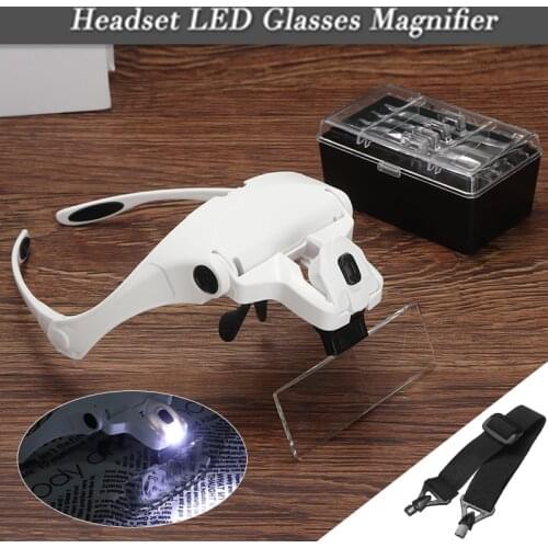 1X-3.5X Lens Loupe Magnifier Professional LED Headband Glasses Magnifier Repair Tool Led Magnifying Glass For Reparing Repairing