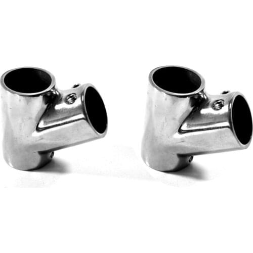 2pcs Stainless Steel Bow & Boat Hand Rail 60 Degree Tee Fitting 7/8" Tube