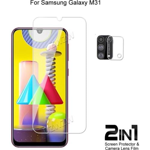 2 in 1 For Samsung Galaxy M31 Camera Lens Film & Screen Protector Guard Protective HD Tempered Glass Explosion Proof Anti-Shock