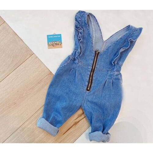 2021 New Stlye Girls Denim Overalls Spring Cotton Fashion Girls Pants 1-6t QS448