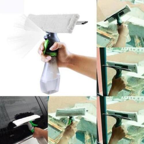 3 In 1 Window Cleaner Spray Bottle Wiper Glass Cleaning Brush Scraper Silicone Wiper Windshield Cleaning Equipment