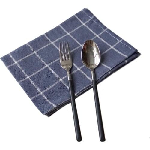 5pcs/lot Cotton Stripe Grid Table Napkins Home Kitchen Tea Towel Absorbent Dish Cleaning Towels