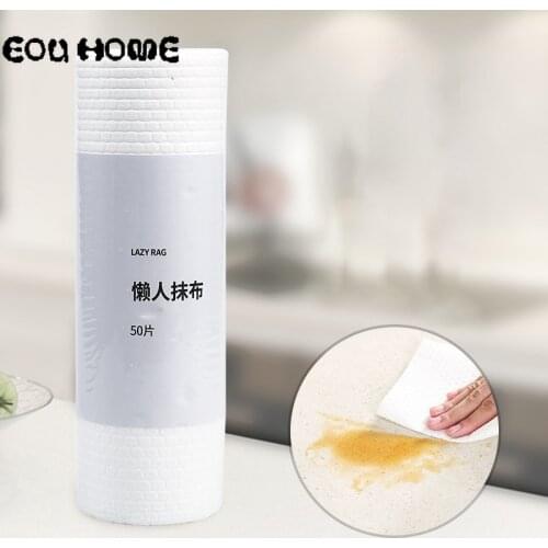 50 Pcs/Roll Non-woven Kitchen Cleaning Cloth Non-stick Oil Disposable Rag Wiping Scouring Pad Dishcloth Bathroom Washing Gadget