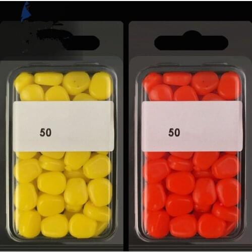 50pcs Soft Baits Simulation Corn Kernels Fishing Lures with Corn Smell Crucian Carp Fishing Bait with Transparent Box
