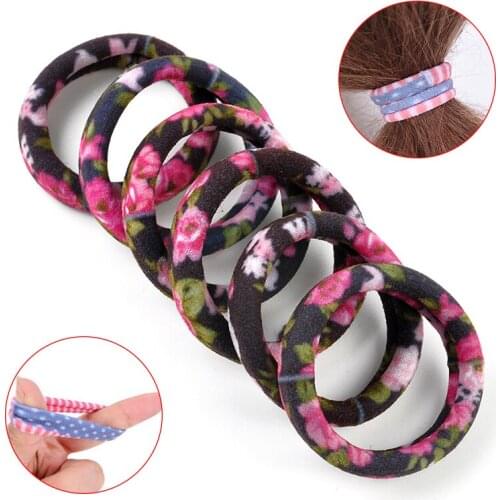 6Pcs Korean Cotton Print Leopard Flower Hair Ropes High Elastic Headband Hair Bands Women Girls Hair Accessories