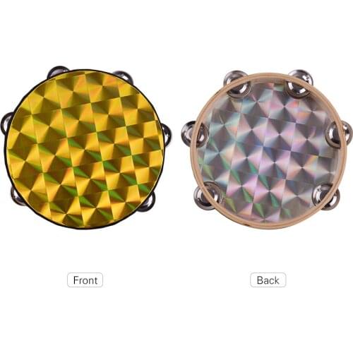 8" Hand Held Tambourine Drum Bell Birch Metal Jingles Percussion Musical Educational Instrument for KTV Party Kids Games