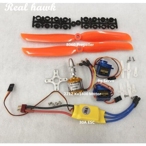 A2212 2212 1400KV Brushless Motor 30A ESC Motor Mount 8060 Propeller SG90 9G Micro Servo for RC Fixed Wing Plane Helicopter