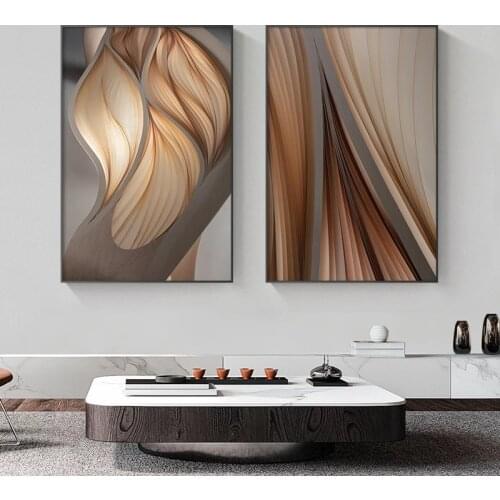 Abstract Modern Brown Painting Line Canvas Paintings Posters and Prints Wall Pictures Nordic Home Decor Wall Art for Living Room