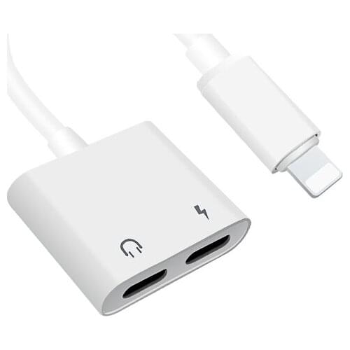 2 In 1 Audio Adapter Charging Earphone Cable For iPhone 11 12 Pro Max xXS Aux Jack Headset Lighting 3.5mm To Headphone Splitter