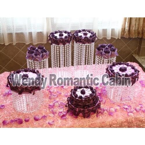 Free Shipping Round acrylic transparent cupcake stands cake Stand party supply 6pcs/lot- Wedding Centerpiece