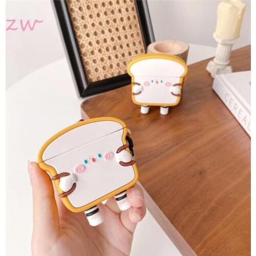Toast Bacon wireless bluetooth headset, cute, for apple airpods, silicone, soft protection, protective cover with hook keyring