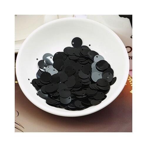 50g/lot Large Round Sequins 15mm PVC Sequin Flat Round Artesanatos With Side Hole Dancing Dress Accessory Black Confetti