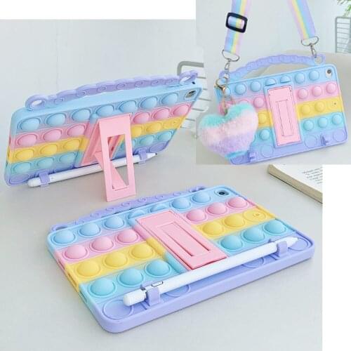 Kids pop fidget toy Cover For iPad 7th 8th 10.2 6th 9.7 2018 Pro 10.5 11 Air 1 2 3 4 Tablet Case Silicon Stand Shell Funda Strap