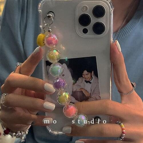 Colorful beads bracelet case For iPhone 12Pro MAX 7 8 Plus XS Funny Smile Wrist Chain Clear Phone Case For IiPhone 11 Pro Max